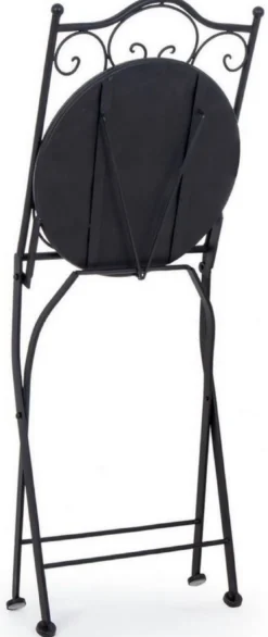 Casa Padrino Jugendstil Gartenstuhl 6er Set Schwarz / Mehrfarbig 39 x 47 x H. 92 cm - Klappbare Stühle mit edlen Keramik Platten - Nostalgische Garten & Gastronomie Möbel