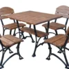 Casa Padrino Jugendstil Gartenmöbel Set Tisch & 4 Stühle Braun / Schwarz 100 cm - Luxus Qualität