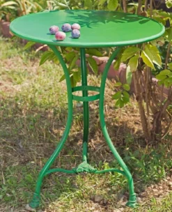 Casa Padrino Jugendstil Gartentisch Antik Grün Ø 60 x H. 70 cm - Handgefertigter Schmiedeeisen Tisch - Nostalgische Schmiedeeisen Garten & Terrassen Möbel