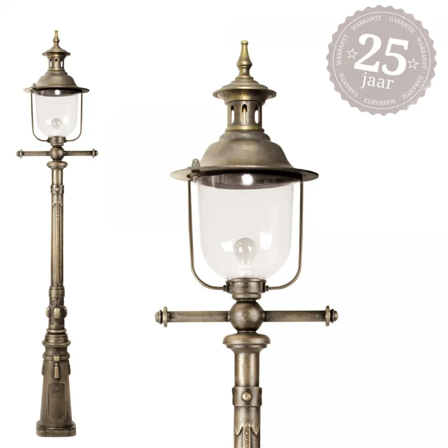 Casa Padrino Jugendstil Gartenlaterne 47 x 32 x H. 226 cm - Bronze - Nostalgische Wetterfeste Außenleuchte