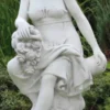 Casa Padrino Jugendstil Garten Deko Skulptur Frau mit Blumenstrauß Weiß / Grau 46 x 46 x H. 121 cm - Elegante Garten Deko Stein Figur - Barock & Jugendstil Garten Deko Accessoires