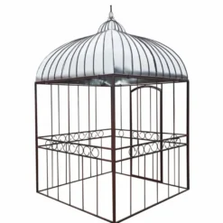Casa Padrino Jugendstil Garten Vogelhaus Rost / Silber 200 x H. 300 cm - Nostalgische Vogelhäuser