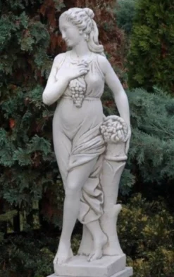 Casa Padrino Jugendstil Garten Deko Skulptur Dame Grau H. 140 cm - Elegante Garten Deko Stein Figur - Barock & Jugendstil Garten Deko Accessoires