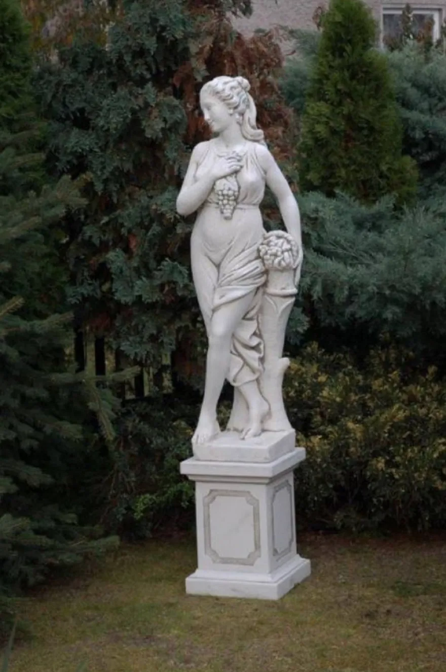 Casa Padrino Jugendstil Garten Deko Skulptur Dame Grau H. 140 cm - Elegante Garten Deko Stein Figur - Barock & Jugendstil Garten Deko Accessoires