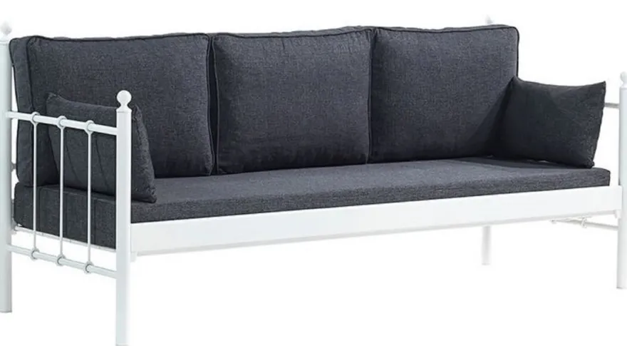Casa Padrino Jugendstil Gartensofa Weiß / Dunkelgrau 200 x 70 x H. 92 cm - Garten Sofa - Terrassen Sofa - Jugendstil Garten & Terrassen Möbel