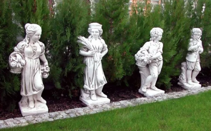Casa Padrino Jugendstil Garten Deko Skulpturen 4er Set Grau H. 75 cm