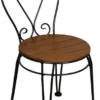Casa Padrino Jugendstil Gartenstuhl 4er Set Braun / Schwarz 40 x 40 x H. 92 cm - Elegante Schmiedeeisen Stühle mit Massivholz Sitzfläche - Nostalgische Garten & Gastronomie Möbel
