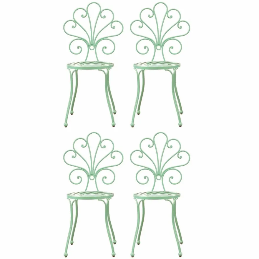 Casa Padrino Jugendstil Gartenstuhl 4er Set Mintgrün H. 91 cm - Garten Möbel