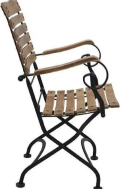 Casa Padrino Jugendstil Gartenstuhl 4er Set mit Armlehnen Braun / Schwarz 60 x 40 x H. 92 cm - Klappbare Gartenstühle - Barock & Jugendstil Gastronomie & Garten Möbel