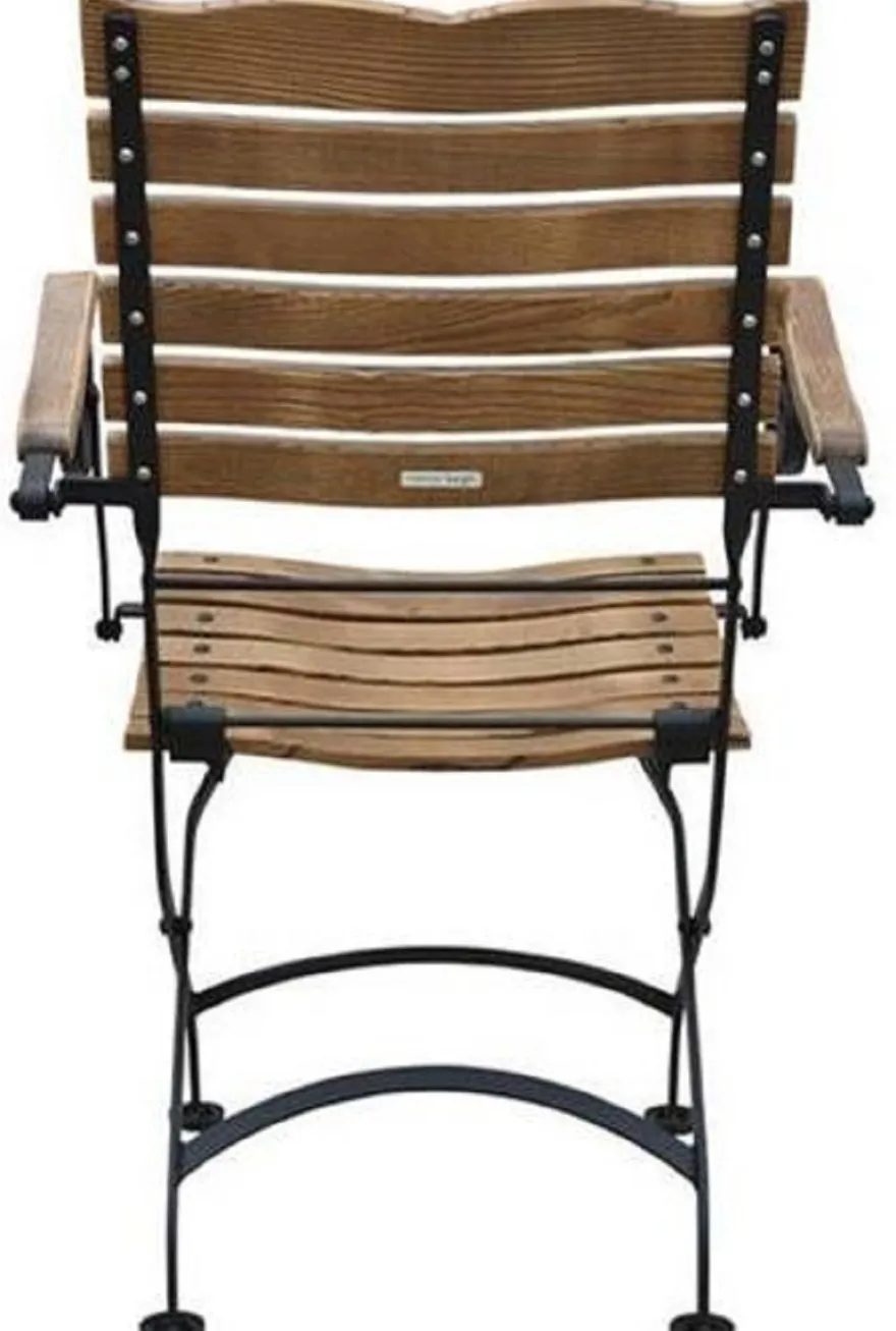 Casa Padrino Jugendstil Gartenstuhl 4er Set mit Armlehnen Braun / Schwarz 60 x 40 x H. 92 cm - Klappbare Gartenstühle - Barock & Jugendstil Gastronomie & Garten Möbel