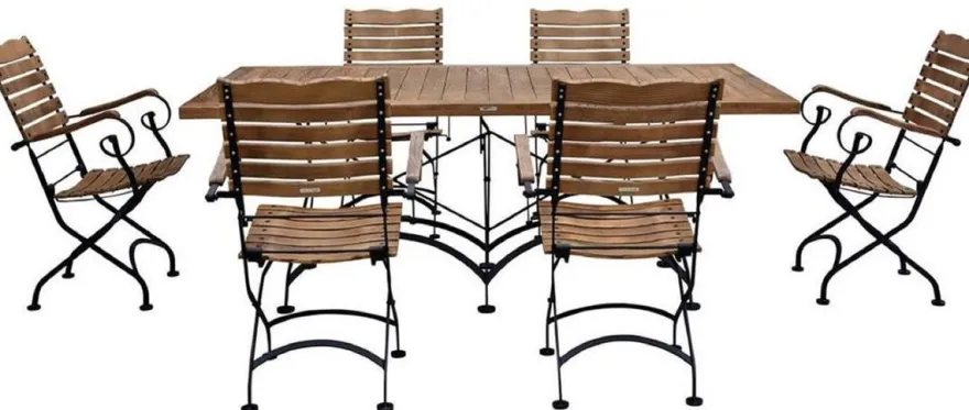 Casa Padrino Jugendstil Gartenstuhl 4er Set mit Armlehnen Braun / Schwarz 60 x 40 x H. 92 cm - Klappbare Gartenstühle - Barock & Jugendstil Gastronomie & Garten Möbel