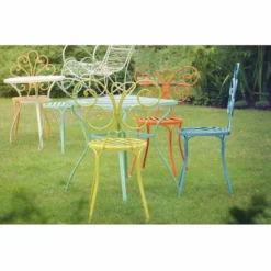 Casa Padrino Jugendstil Gartenstuhl Gelb H. 85 cm - Jugendstil Garten Möbel