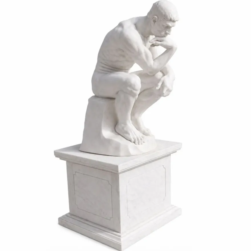 Casa Padrino Jugendstil Garten Marmor Skulptur mit Marmor Sockel Weiß H. 165 cm - Garten Deko Figur
