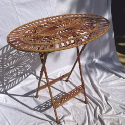 Casa Padrino Jugendstil Gartentisch Rost 70 x 54 x H. 74 cm - Klappbarer Garten Esstisch