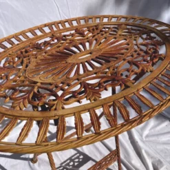 Casa Padrino Jugendstil Gartentisch Rost 70 x 54 x H. 74 cm - Klappbarer Garten Esstisch
