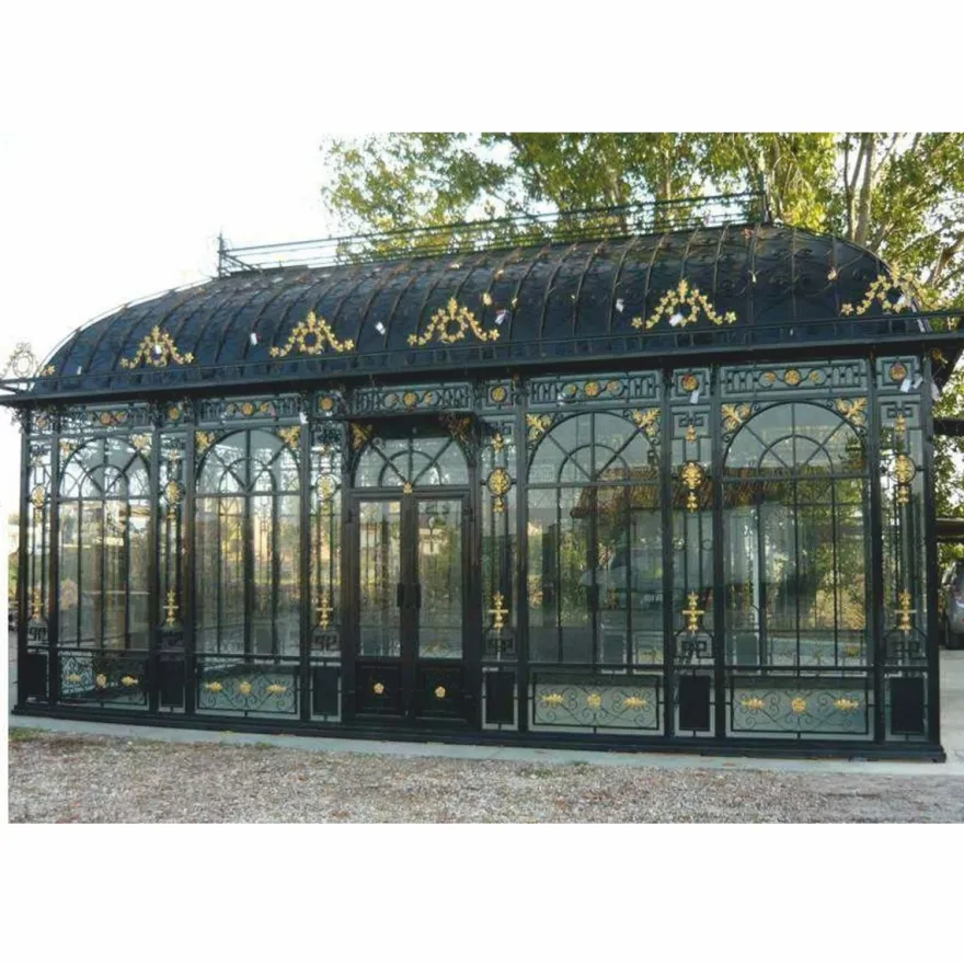 Casa Padrino Jugendstil Gartenhaus Schwarz / Gold 856 x 456 x H. 516 cm