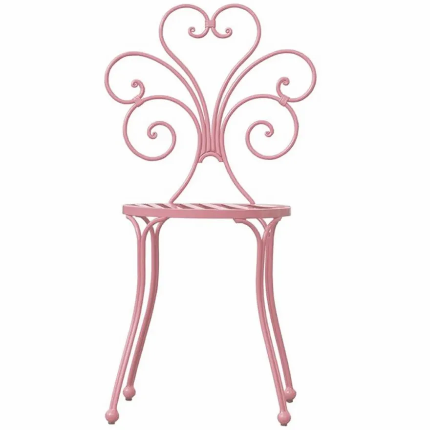 Casa Padrino Jugendstil Gartenstuhl Rosa H. 89 cm - Jugendstil Garten Möbel