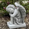 Casa Padrino Jugendstil Garten Deko Skulptur Engel Grau H. 57 cm - Elegante Garten Deko Stein Figur - Barock & Jugendstil Garten Deko Accessoires - Garten Deko Skulpturen
