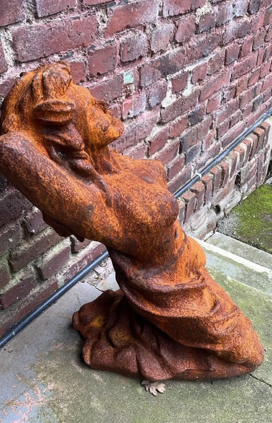 Casa Padrino Jugendstil Garten Deko Skulptur Frau Rost H. 72,6 cm