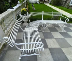 Casa Padrino Jugendstil Gartenbank 250 x 210 x H. 90 cm - Gebogene Schmiedeeisen Bank - Jugendstil