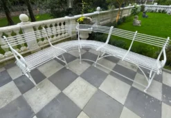 Casa Padrino Jugendstil Gartenbank 250 x 210 x H. 90 cm - Gebogene Schmiedeeisen Bank - Jugendstil