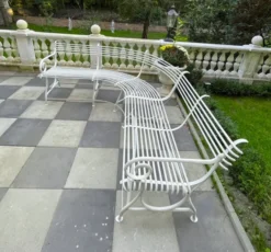 Casa Padrino Jugendstil Gartenbank 250 x 210 x H. 90 cm - Gebogene Schmiedeeisen Bank - Jugendstil