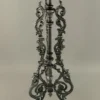 Casa Padrino Jugendstil Garten Beistelltisch Antik Grau / Schwarz Ø 36 x H. 70 cm - Runder Garten Metall Tisch - Runder Blumentisch - Barock & Jugendstil Garten Möbel