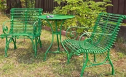 Casa Padrino Jugendstil Gartentisch Grün Ø 60 x H. 70 cm - Handgefertigter Schmiedeeisen Tisch - Nostalgische Schmiedeeisen Garten & Terrassen Möbel