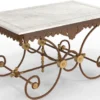 Casa Padrino Jugendstil Gartentisch 130 x 80 x H. 75 cm - Verschiedene Farben - Nostalgischer Schmiedeeisen Garten & Terrassen Tisch mit Marmorplatte - Jugendstil Garten & Terrassen Möbel