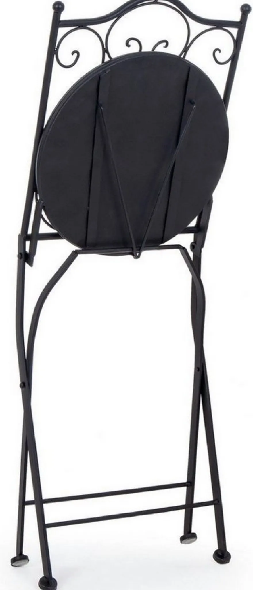 Casa Padrino Jugendstil Gartenstuhl 4er Set Schwarz / Mehrfarbig 39 x 47 x H. 92 cm - Klappbare Stühle mit Keramik Platten - Nostalgische Garten & Gastronomie Möbel