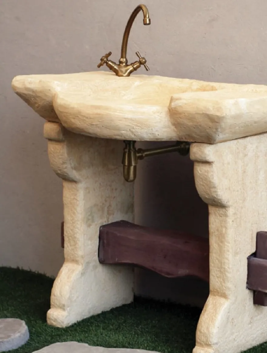 Casa Padrino Jugendstil Gartenspüle Sandfarben / Braun H. 84 cm