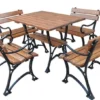 Casa Padrino Jugendstil Gartenmöbel Set Tisch & 4 Stühle mit Armlehnen Braun / Schwarz 100 cm - Gartentisch und Gartenstühle