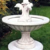 Casa Padrino Jugendstil Gartenbrunnen Weißgrau Ø 130 x H. 145 cm - Runder Springbrunnen mit dekorativen Delfinen - Gartendeko