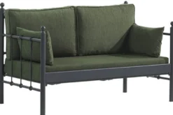 Casa Padrino Jugendstil Gartensofa Schwarz / Dunkelgrün 140 x 70 x H. 92 cm - Garten Sofa - Terrassen Sofa - Jugendstil Garten & Terrassen Möbel