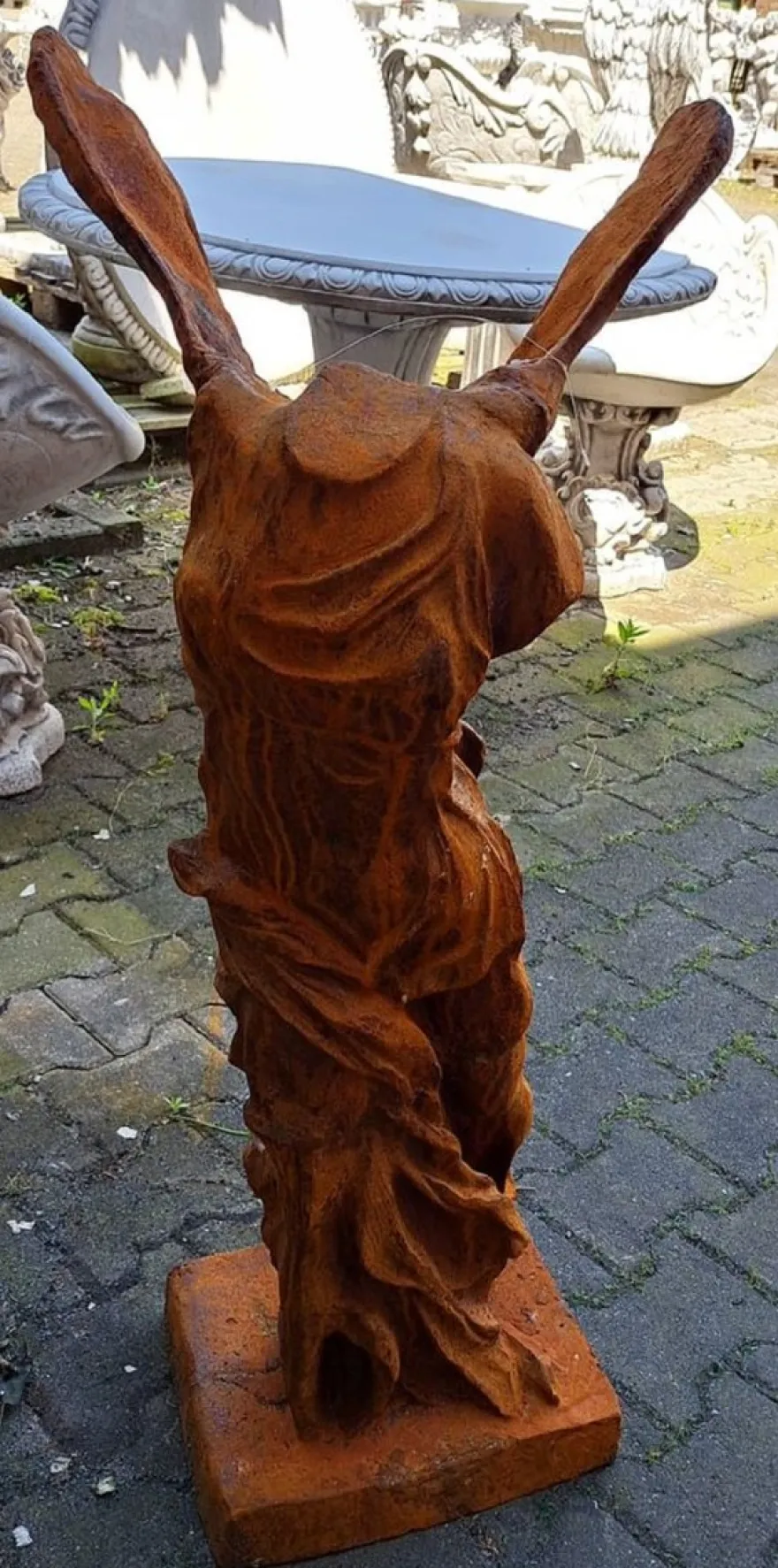 Casa Padrino Jugendstil Garten Deko Skulptur Rost 46 x 70 x H. 97 cm - Elegante Garten Deko Metall Figur - Barock & Jugendstil Garten Deko Accessoires - Garten Deko Metall Skulpturen