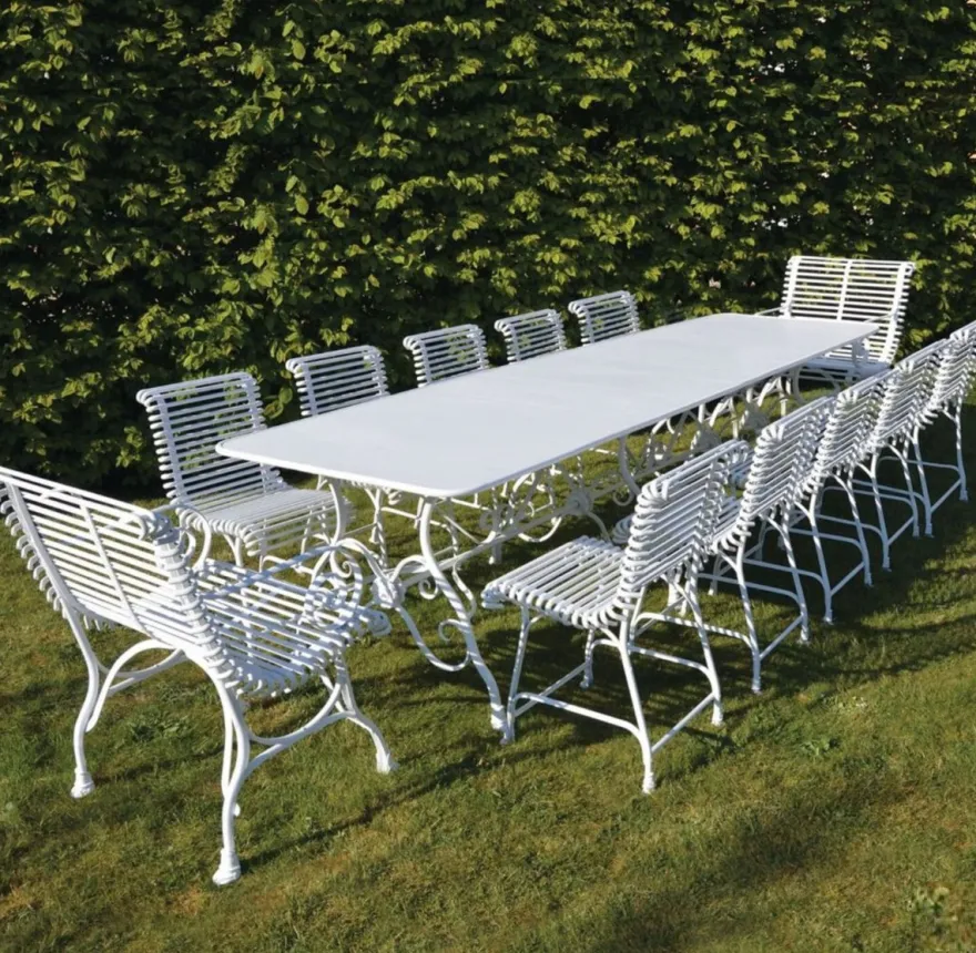 Casa Padrino Jugendstil Garten Esstisch Weiß 300 x 120 cm - Nostalgische Garten Möbel
