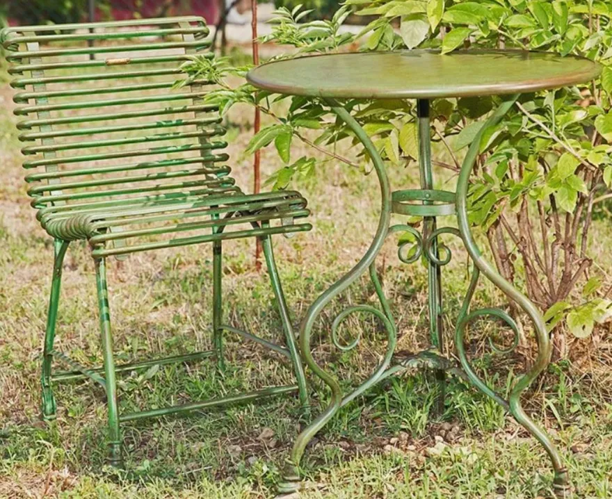 Casa Padrino Jugendstil Gartentisch & Gartenstuhl - verschiedene Farben - Gartenmöbel Set im Jugendstil