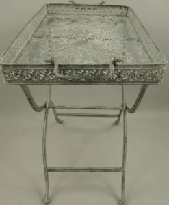 Casa Padrino Jugendstil Gartentisch Antik Grau 60 x 40 x H. 70 cm - Klappbarer Metall Tisch mit Tragegriffen - Garten & Terassen Möbel