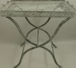 Casa Padrino Jugendstil Gartentisch Antik Grau 60 x 40 x H. 70 cm - Klappbarer Metall Tisch mit Tragegriffen - Garten & Terassen Möbel