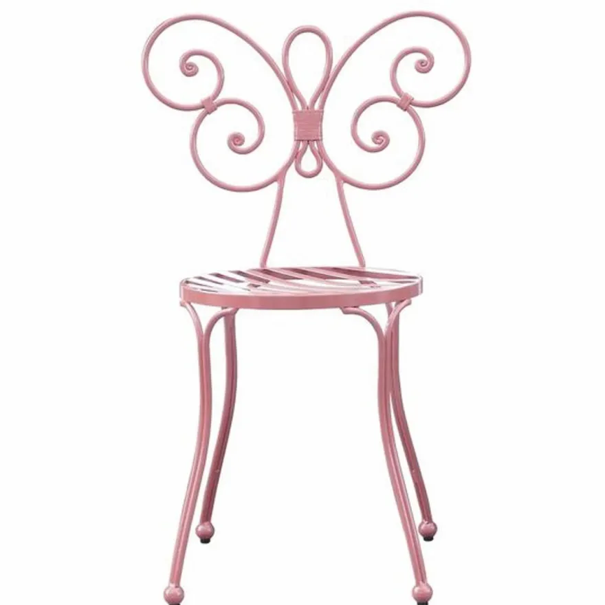 Casa Padrino Jugendstil Gartenstuhl 4er Set Rosa H. 85 cm - Garten Möbel