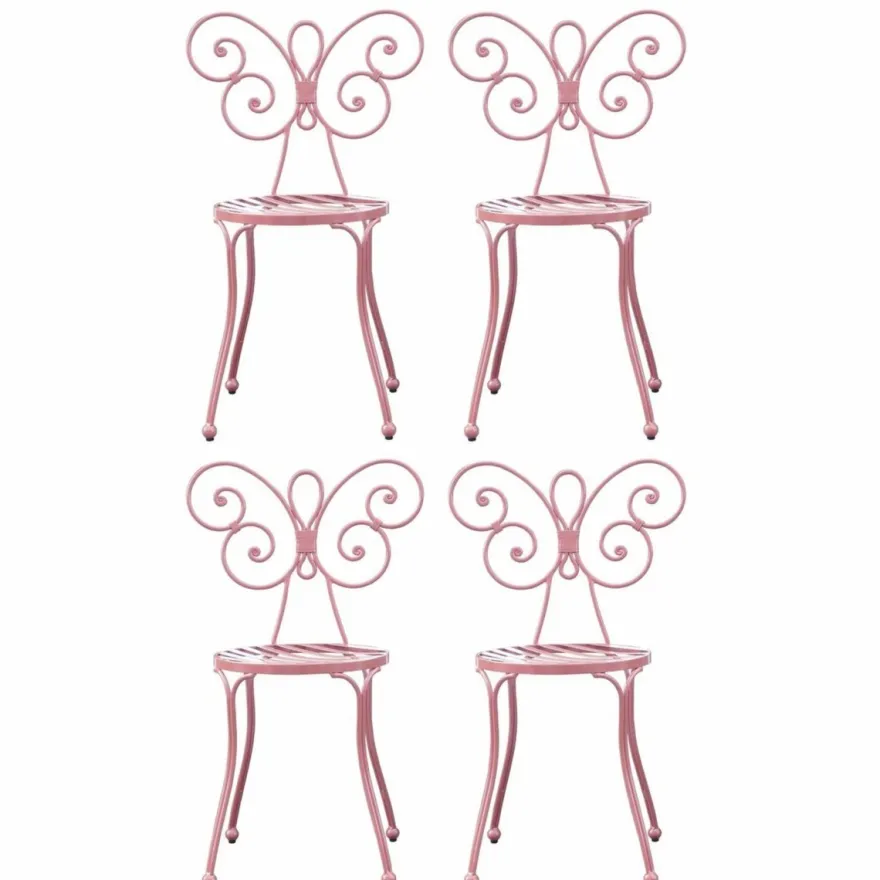 Casa Padrino Jugendstil Gartenstuhl 4er Set Rosa H. 85 cm - Garten Möbel