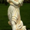 Casa Padrino Jugendstil Gartendeko Skulptur Mädchen mit Blumenstrauß Sandfarben / Beige H. 121 cm - Garten & Terrassen Deko Accessoires