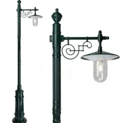 Casa Padrino Jugendstil Gartenlaterne 31 x H. 250 cm - Grün - Nostalgische Wetterfeste Außenleuchte
