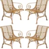 Casa Padrino Jugendstil Garten Stuhl 4er Set Braun 64 x 62 x H. 71 cm - Handgefertigte Schmiedeeisen Stühle mit Armlehnen - Nostalgische Schmiedeeisen Garten & Terrassen Möbel