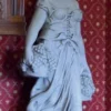 Casa Padrino Jugendstil Garten Deko Skulptur Frau mit Körben Grau 43 x 43 x H. 153 cm - Elegante Garten Deko Stein Figur - Barock & Jugendstil Garten Deko Accessoires