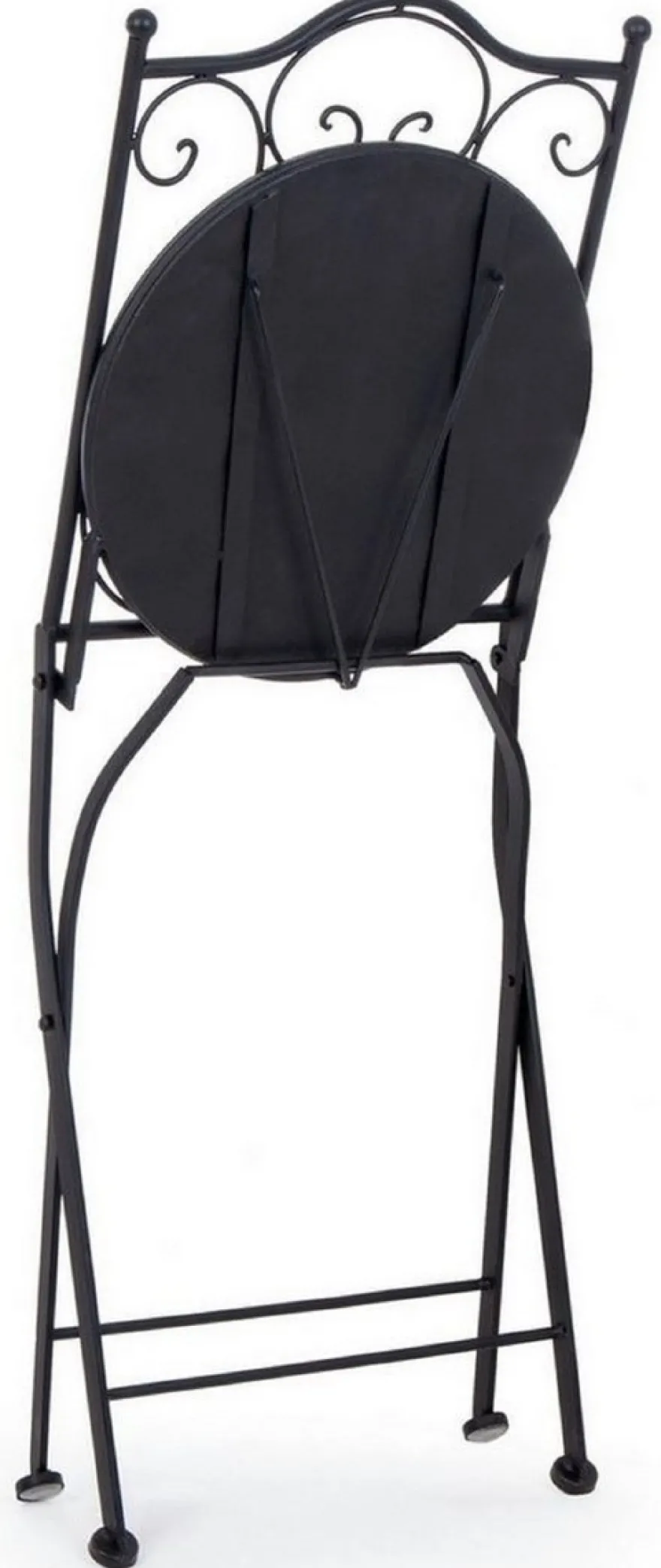 Casa Padrino Jugendstil Gartenstuhl 4er Set Schwarz / Mehrfarbig 39 x 47 x H. 92 cm - Klappbare Stühle mit edlen Keramik Platten - Nostalgische Garten & Gastronomie Möbel