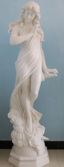 Casa Padrino Jugendstil Garten Marmor Skulptur Frau Weiß H. 185 cm - Garten Deko Figur
