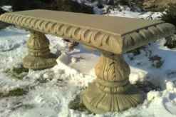 Casa Padrino Jugendstil Gartenbank Beige 140 x 38 x H. 48 cm - Garten & Terrassen Sitzbank mit wunderschönen Verzierungen - Jugendstil Garten & Terrassen Möbel