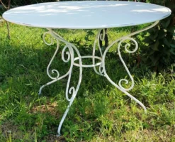 Casa Padrino Jugendstil Gartentisch Antik Weiß Ø 100 x H. 70 cm - Runder Schmiedeeisen Tisch