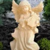 Casa Padrino Jugendstil Garten Deko Skulptur Engel Beige 22 x 15 x H. 39 cm - Elegante Garten Deko Stein Figur - Barock & Jugendstil Garten Deko Accessoires